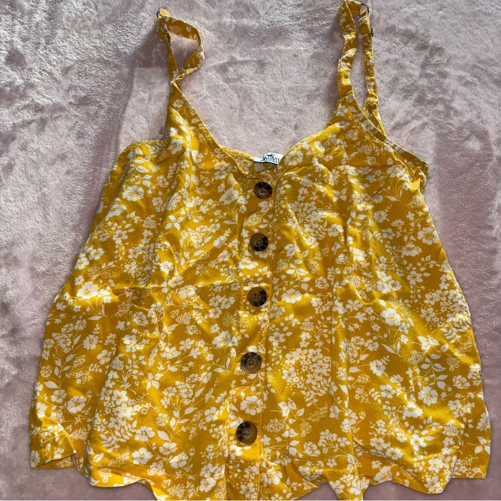 Hollister Yellow and White Sleeveless Camisole